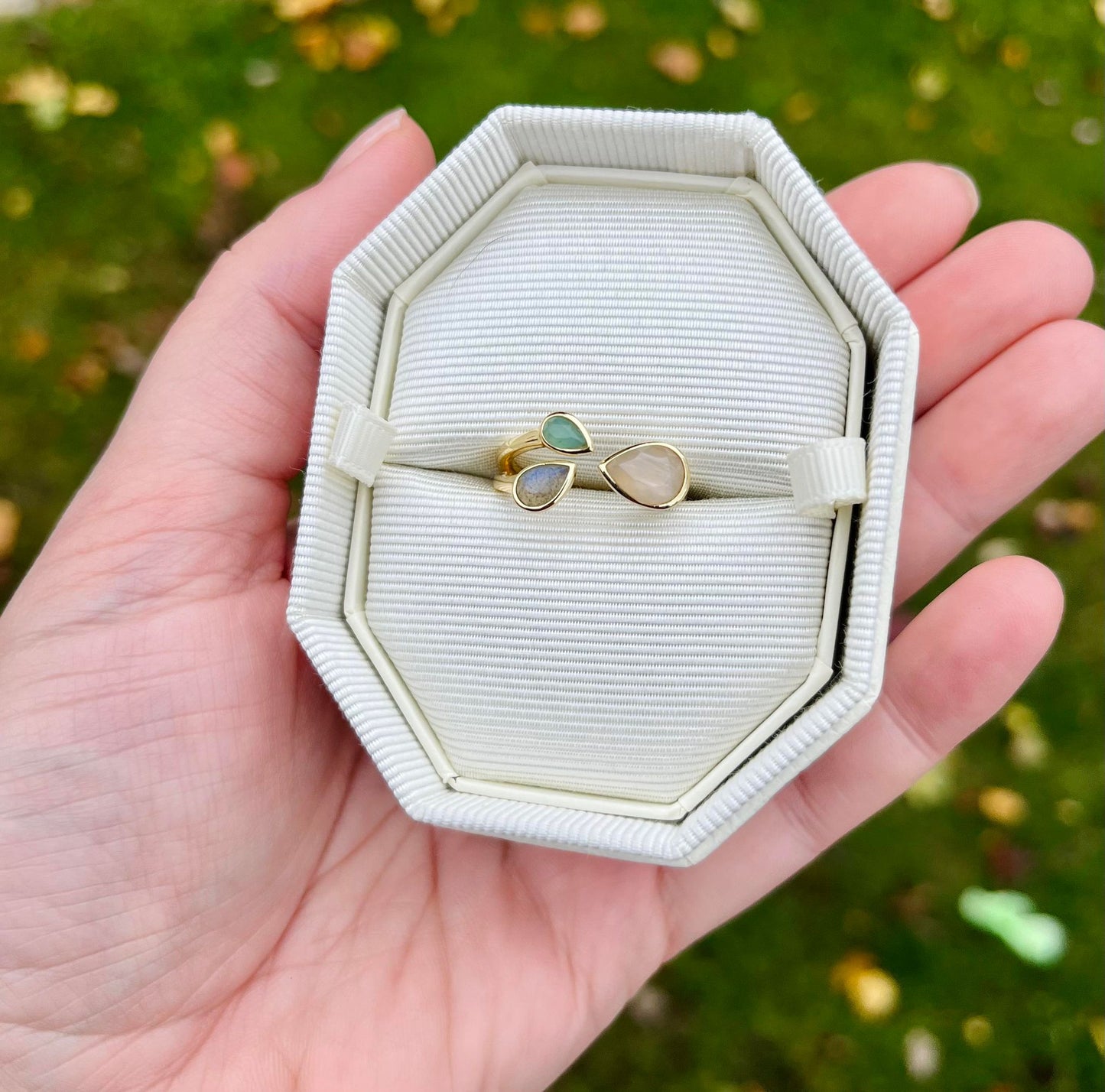 Thalia Labradorite Aventurine and Jade Gemstone Ring