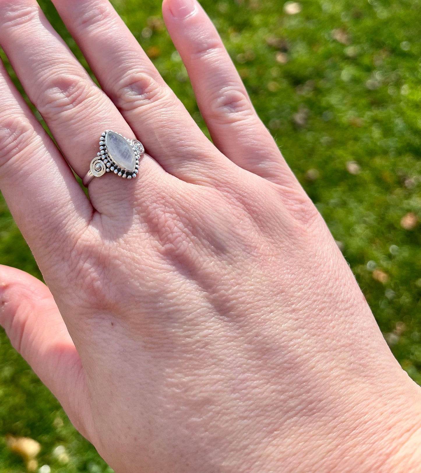 Astra Rainbow Moonstone Sterling Silver Ring