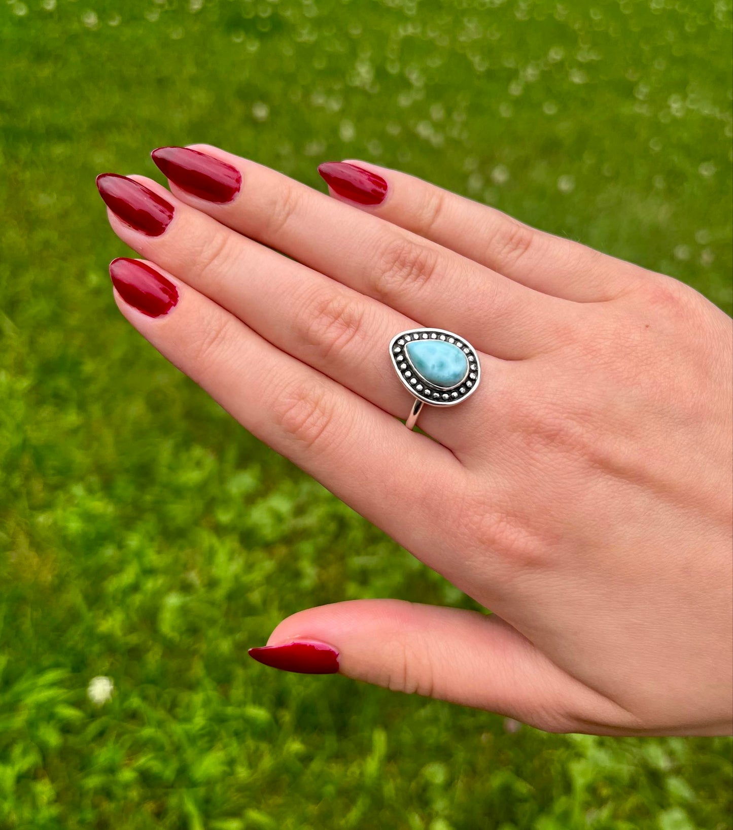 Ellie Larimar Sterling Silver Ring Size 7