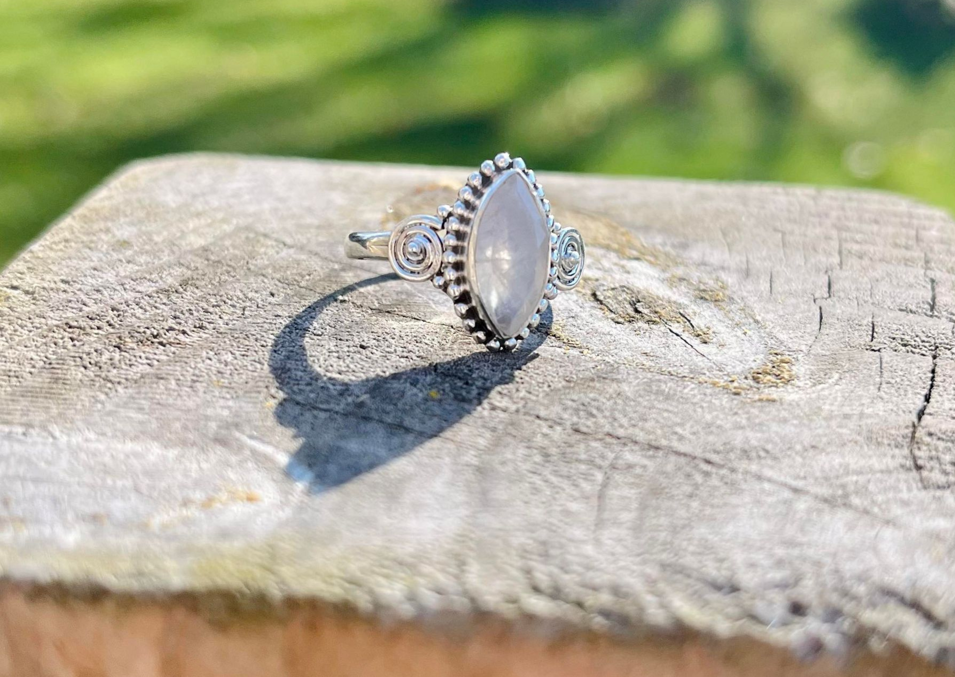 Astra Rainbow Moonstone Sterling Silver Ring – Wild Dalia