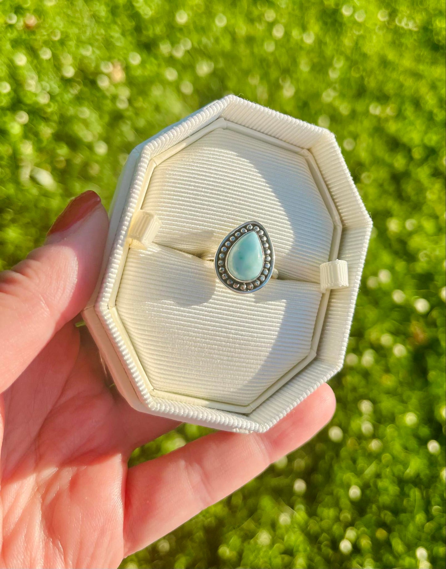 Ellie Larimar Sterling Silver Ring Size 7